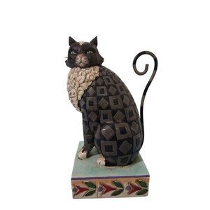 Jim Shore Heartwood Creek "Lucky" Cat Figurine 4007498  Black And White